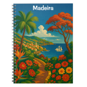Floral Madeira Vintage Travel Art Colourful Notebook