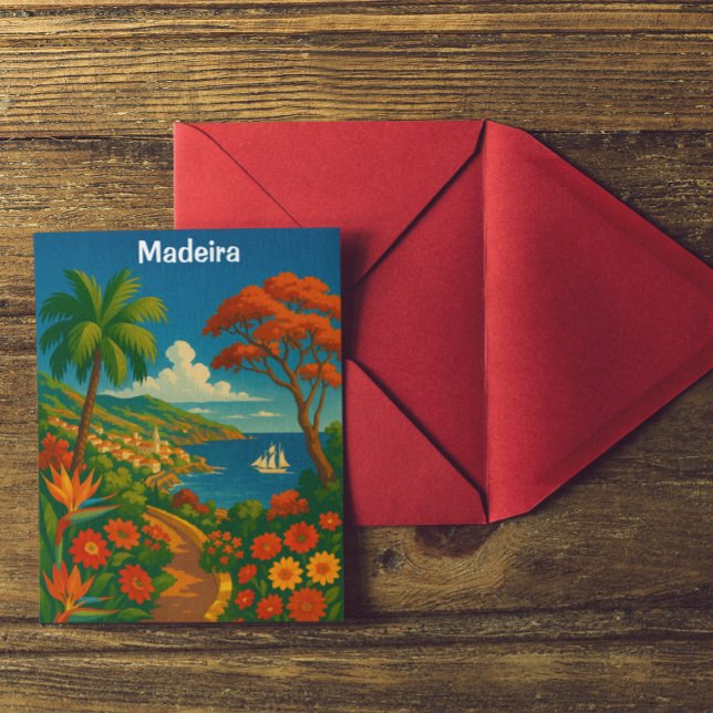 Floral Madeira Vintage Travel Art Postcard (Floral Madeira Vintage Travel Art Postcard)