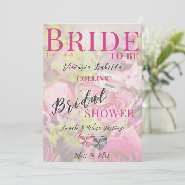 Floral Magazine Cover Bridal Shower Invitation (Standing Front)