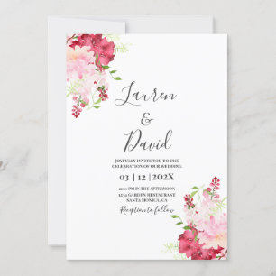 Floral Magenta wedding Invitation