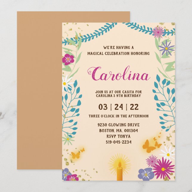 Floral Magical Birthday invitation (Front/Back)