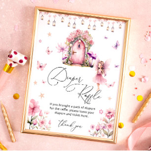 Floral Magical Fairy Garden Diaper Raffle Poster