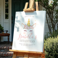 Floral Magical Unicorn Birthday Party Welcome Sign