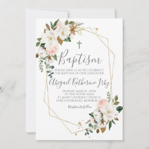 Floral Magnolia Baptism Invitation