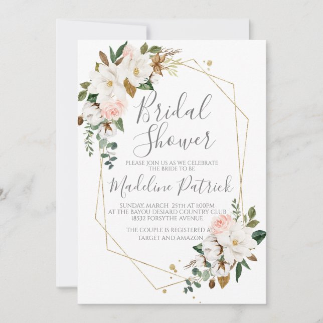 Floral Magnolia Bridal Shower Invitation (Front)