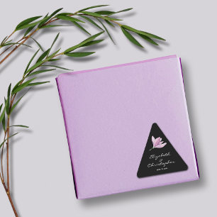 Floral Magnolia on Black Triangle Sticker