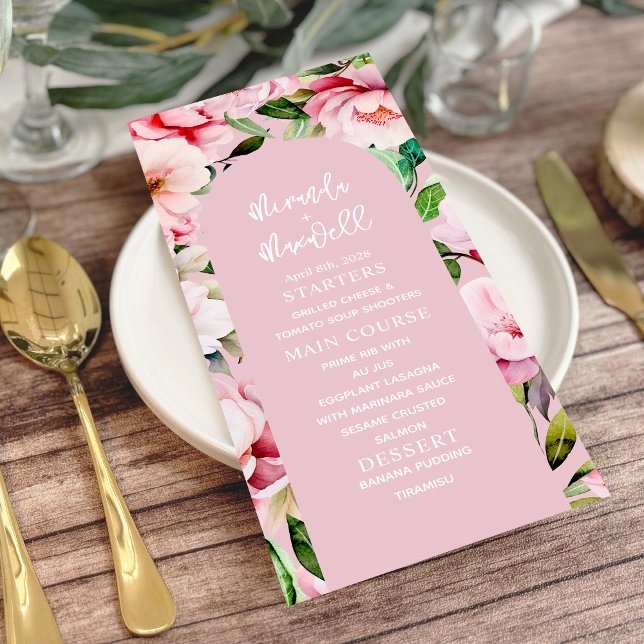 Floral Magnolia Peony Pink Wedding Menu (Creator Uploaded)