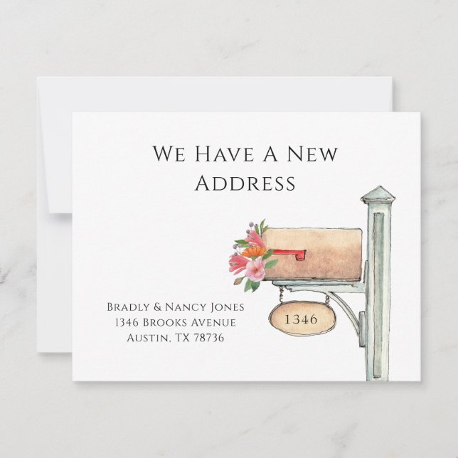 Floral Mailbox We have moved flat  Card (Front)