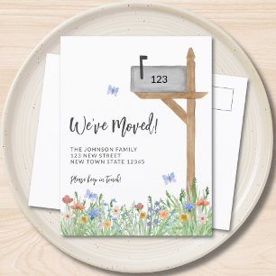 Floral Mailbox We've Moved Moving Announcement Postcard