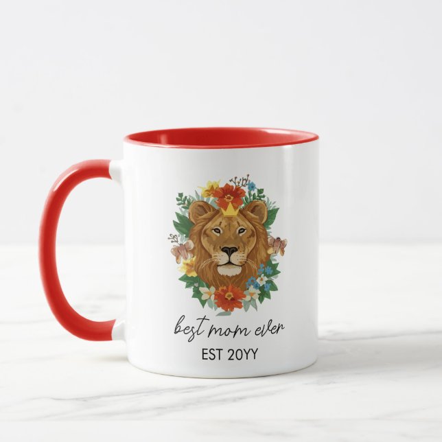 Floral Majestic Lioness  Mug (Left)