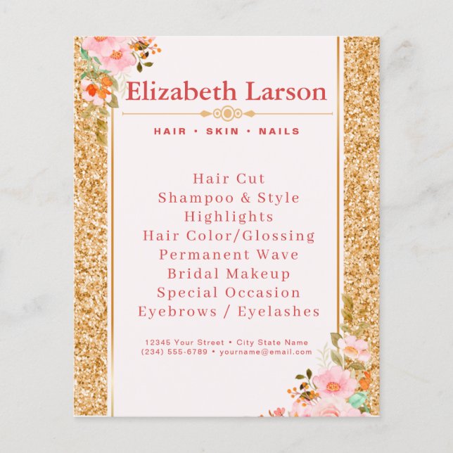 Floral Makeup Artist Beauty Hair Salon Flyer (Front)