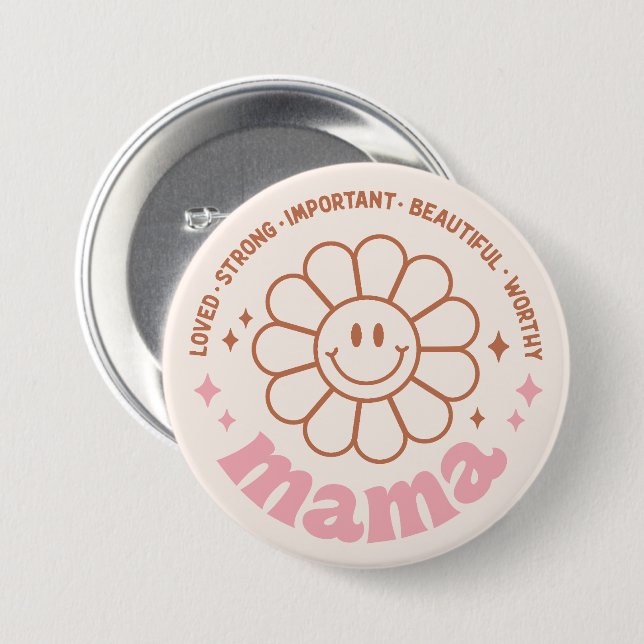 Floral Mama 7.5 Cm Round Badge (Front & Back)