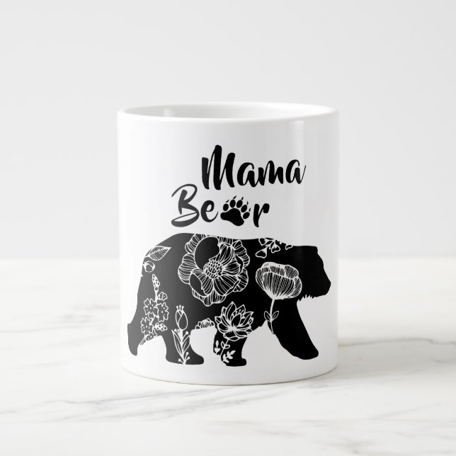 Floral Mama Bear Large Coffee Mug (Front)