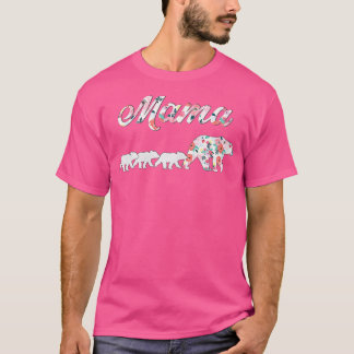 Floral Mama Bear, Mum of 3 , Mama and 3 Cubs T-Shirt