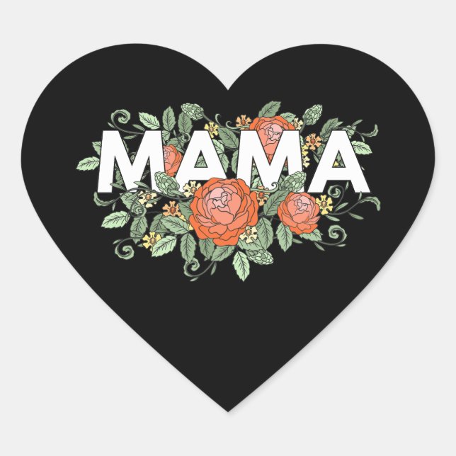 Floral Mama Heart Sticker (Front)
