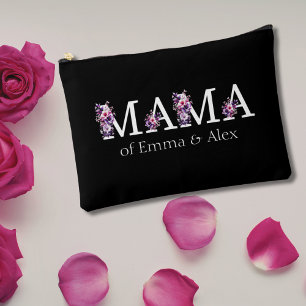 Floral Mama text personalised Kids Names Accessory Pouch