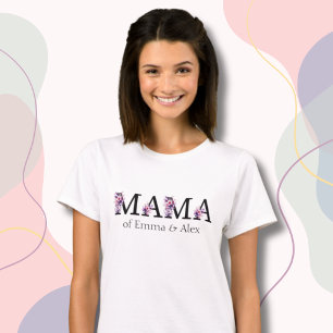Floral Mama text personalised Kids Names Woman's T-Shirt