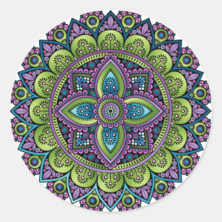 Floral Mandala Classic Round Sticker