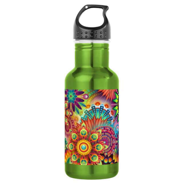 Floral Mandala Collage Psychedelic 532 Ml Water Bottle (Front)