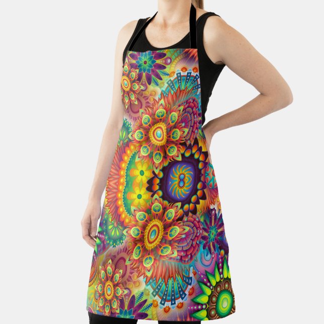 Floral Mandala Collage Psychedelic Apron (Insitu)