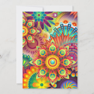 Floral Mandala Collage Psychedelic Invitation Card