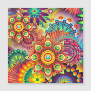 Floral Mandala Collage Psychedelic Magnetic Card