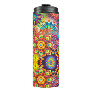 Floral Mandala Collage Psychedelic Thermal Tumbler