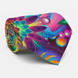 Floral Mandala Collage Psychedelic Tie