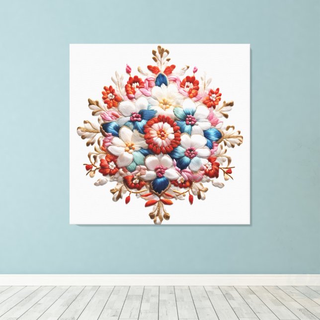 Floral Mandala Energy Print 5D Impasto Painting (Insitu(Wood Floor))