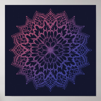 Floral Mandala Flower Yoga Poster