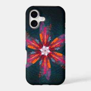 Floral Mandala Flowers Orange Red Blue Abstract