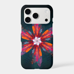 Floral Mandala Flowers Orange Red Blue Abstract