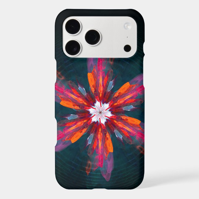 Floral Mandala Flowers Orange Red Blue Abstract (Back)