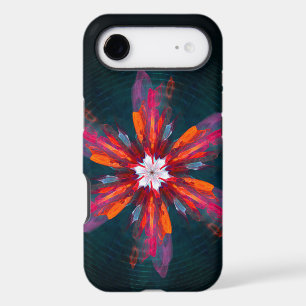 Floral Mandala Flowers Orange Red Blue Abstract