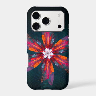 Floral Mandala Flowers Orange Red Blue Abstract