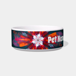 Floral Mandala Flowers Orange Red Blue Abstract Bowl