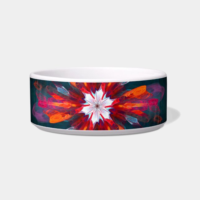 Floral Mandala Flowers Orange Red Blue Abstract Bowl (Front)