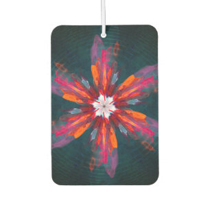 Floral Mandala Flowers Orange Red Blue Abstract Car Air Freshener