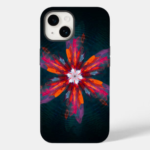 Floral Mandala Flowers Orange Red Blue Abstract Case-Mate iPhone 14 Case