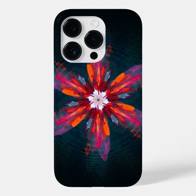 Floral Mandala Flowers Orange Red Blue Abstract Case-Mate iPhone Case (Back)