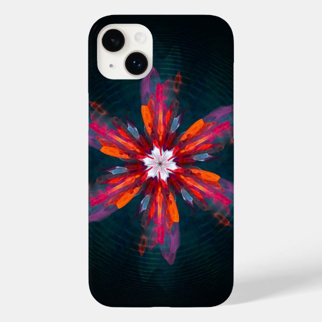 Floral Mandala Flowers Orange Red Blue Abstract Case-Mate iPhone Case (Back)