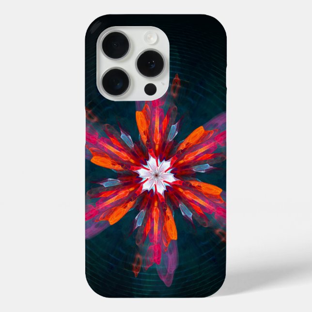 Floral Mandala Flowers Orange Red Blue Abstract Case-Mate iPhone Case (Back)