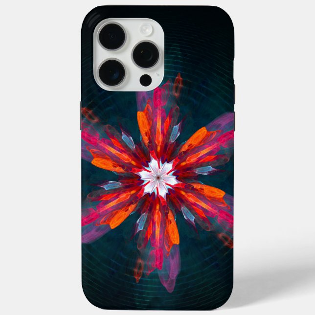 Floral Mandala Flowers Orange Red Blue Abstract Case-Mate iPhone Case (Back)