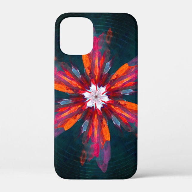 Floral Mandala Flowers Orange Red Blue Abstract Case-Mate iPhone Case (Back)