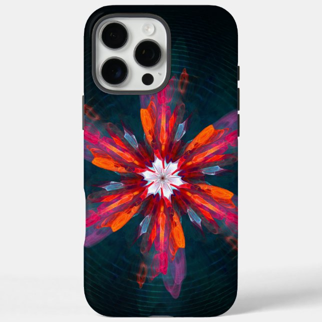 Floral Mandala Flowers Orange Red Blue Abstract Case-Mate iPhone Case (Back)