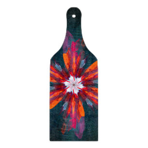 Floral Mandala Flowers Orange Red Blue Abstract Cutting Board