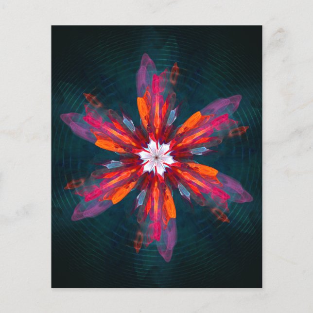Floral Mandala Flowers Orange Red Blue Abstract Flyer (Front)
