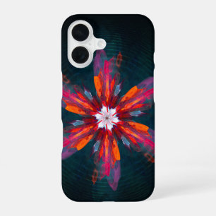 Floral Mandala Flowers Orange Red Blue Abstract iPhone 16 Case