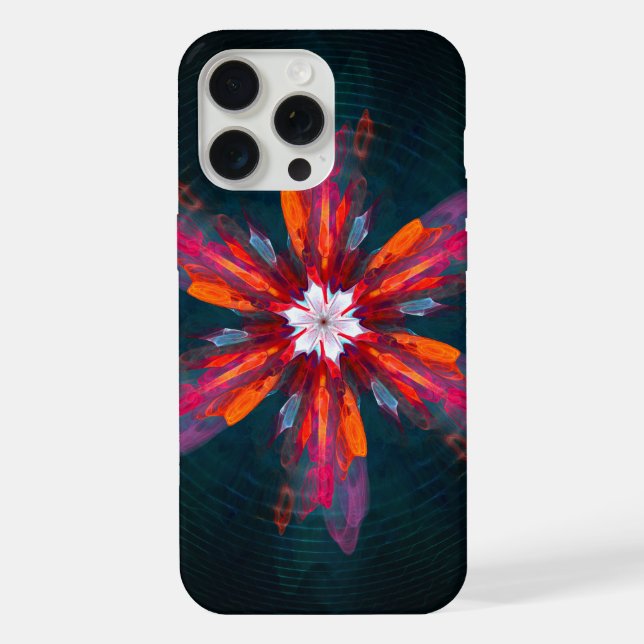 Floral Mandala Flowers Orange Red Blue Abstract iPhone Case (Back)