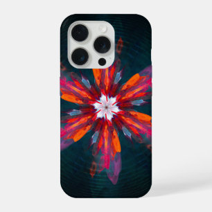 Floral Mandala Flowers Orange Red Blue Abstract iPhone 15 Pro Case